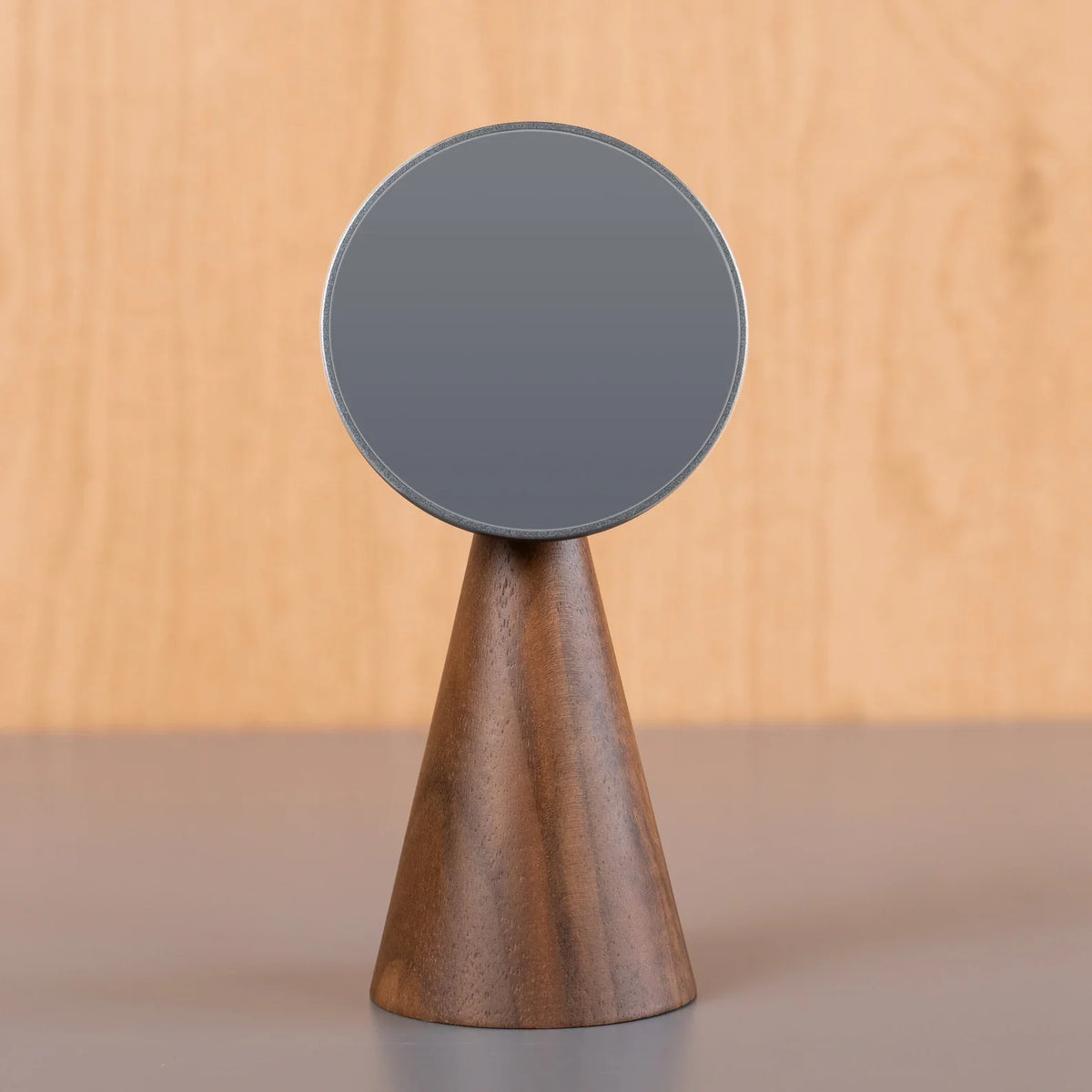 Conical Natural Wood Magnetic Smartphone Mount, 360-Degree Rotatable Multi-Angle Desktop Device Holder