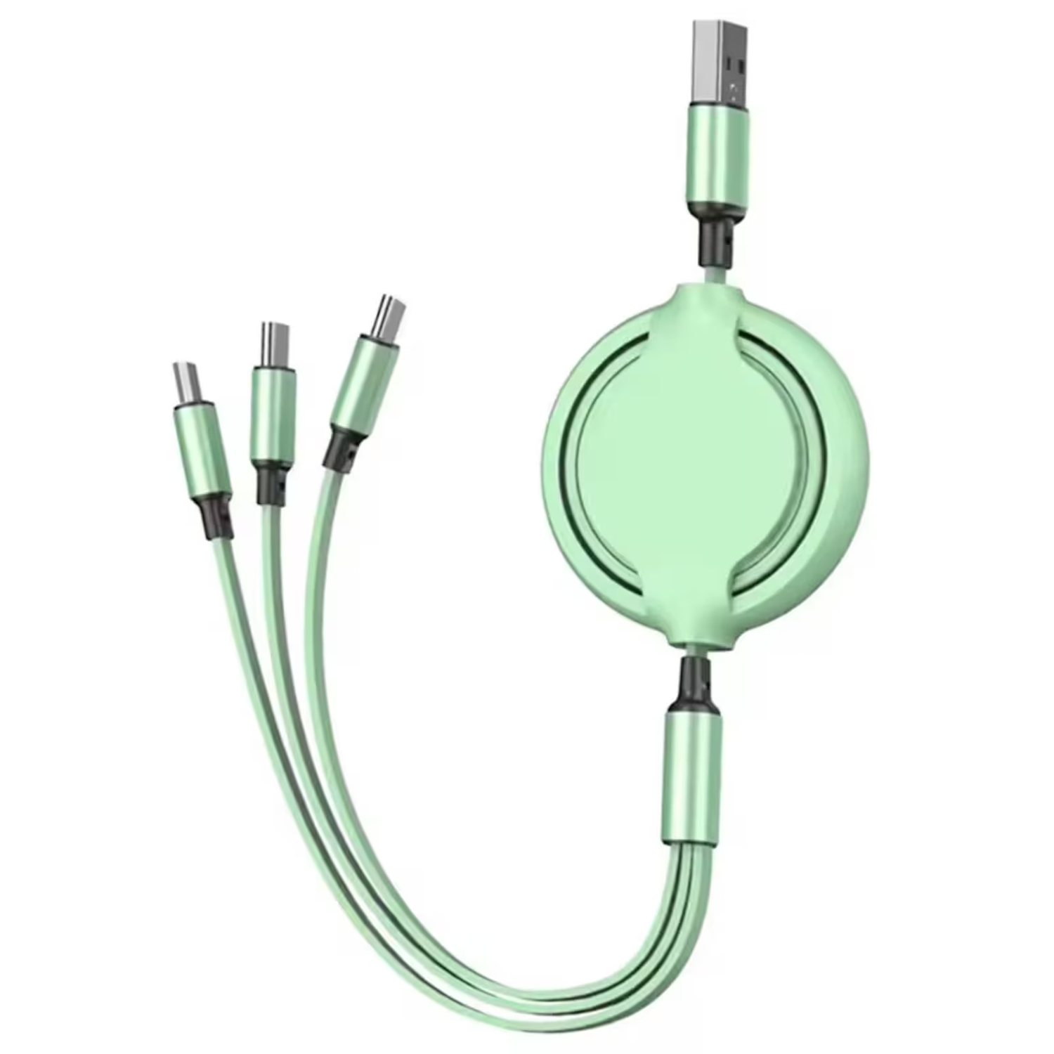 Triple-Tip Retractable Multi-Charging Cord, Telescopic Three-Connector Universal Power Transmission Line