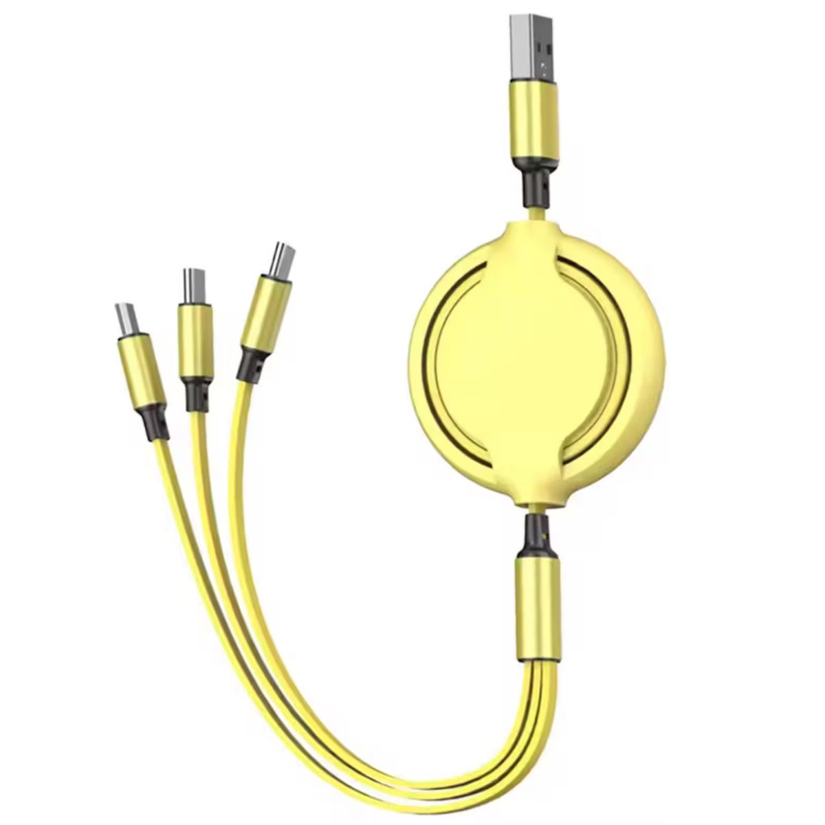 Triple-Tip Retractable Multi-Charging Cord, Telescopic Three-Connector Universal Power Transmission Line
