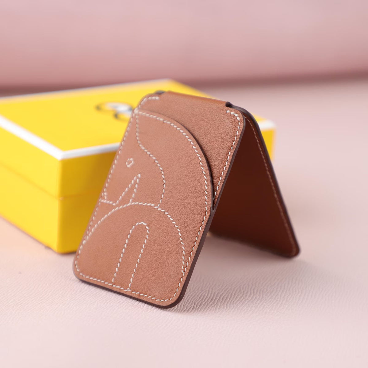 Magnetic Foldable Card Slot Phone Kickstand, Slim Stitched Pattern Multi-Function Mobile Pocket Holder